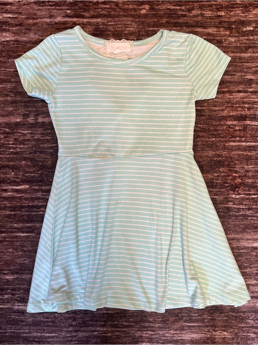 Girls' Mint Striped Fit & Flare Dress